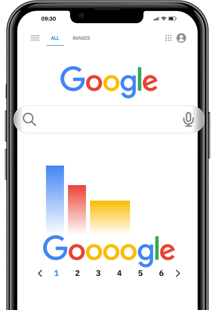 SEO Services Phone Mockup showing Google search results